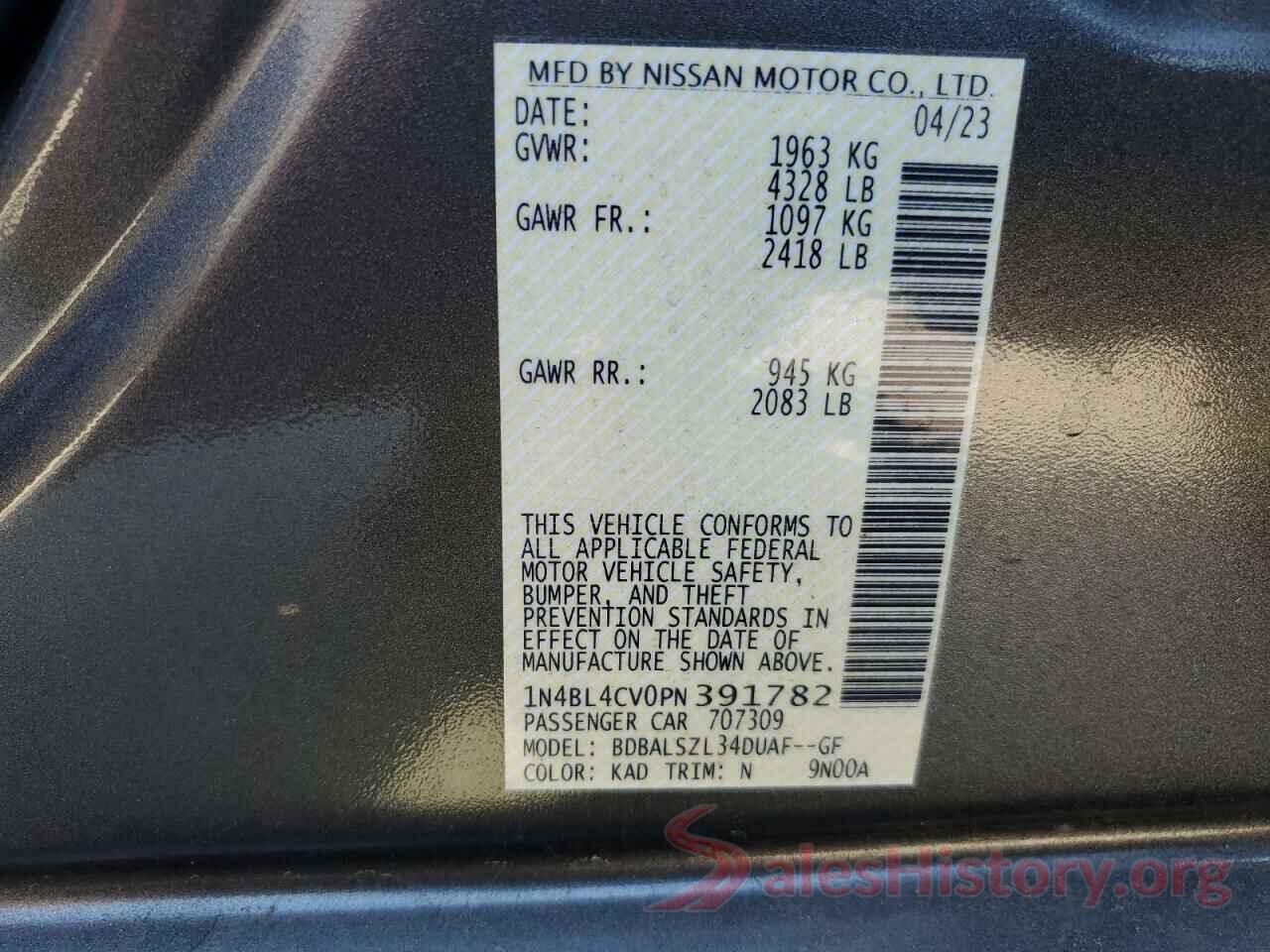 1N4BL4CV0PN391782 2023 NISSAN ALTIMA