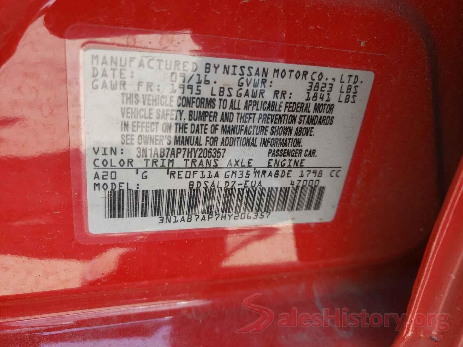 3N1AB7AP7HY206357 2017 NISSAN SENTRA