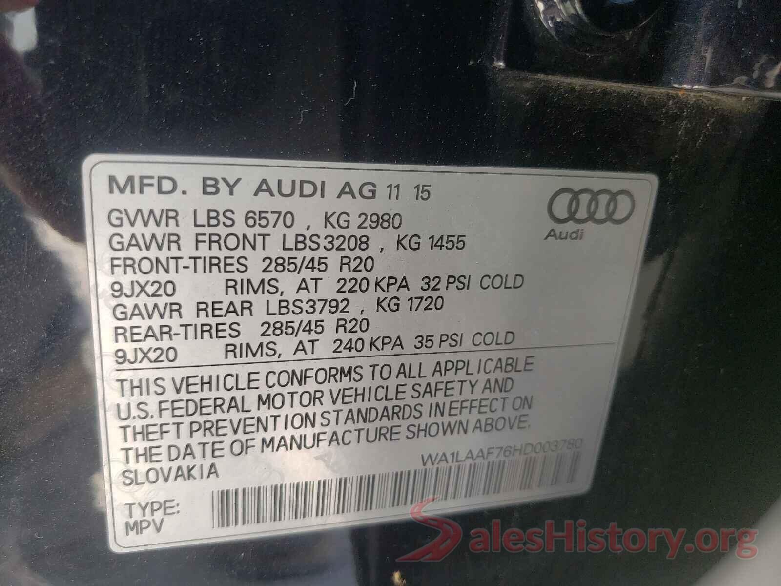 WA1LAAF76HD003780 2017 AUDI Q7