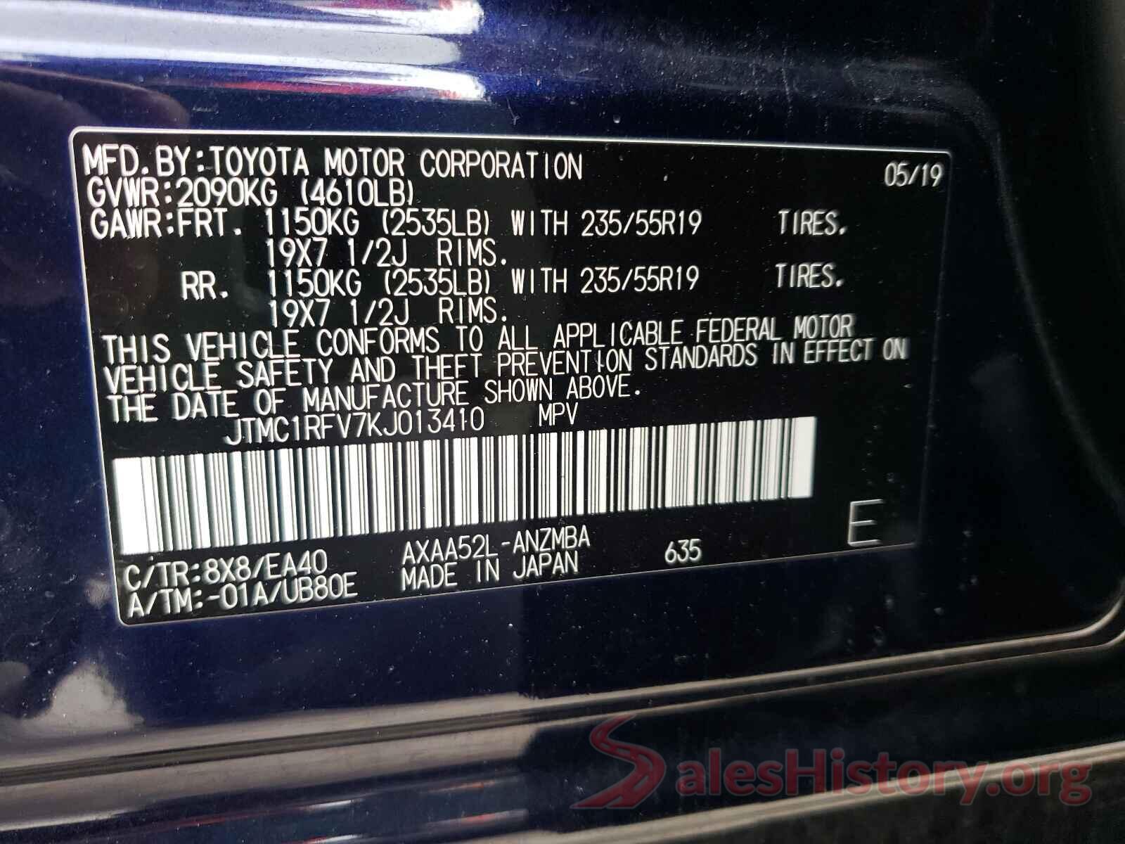 JTMC1RFV7KJ013410 2019 TOYOTA RAV4