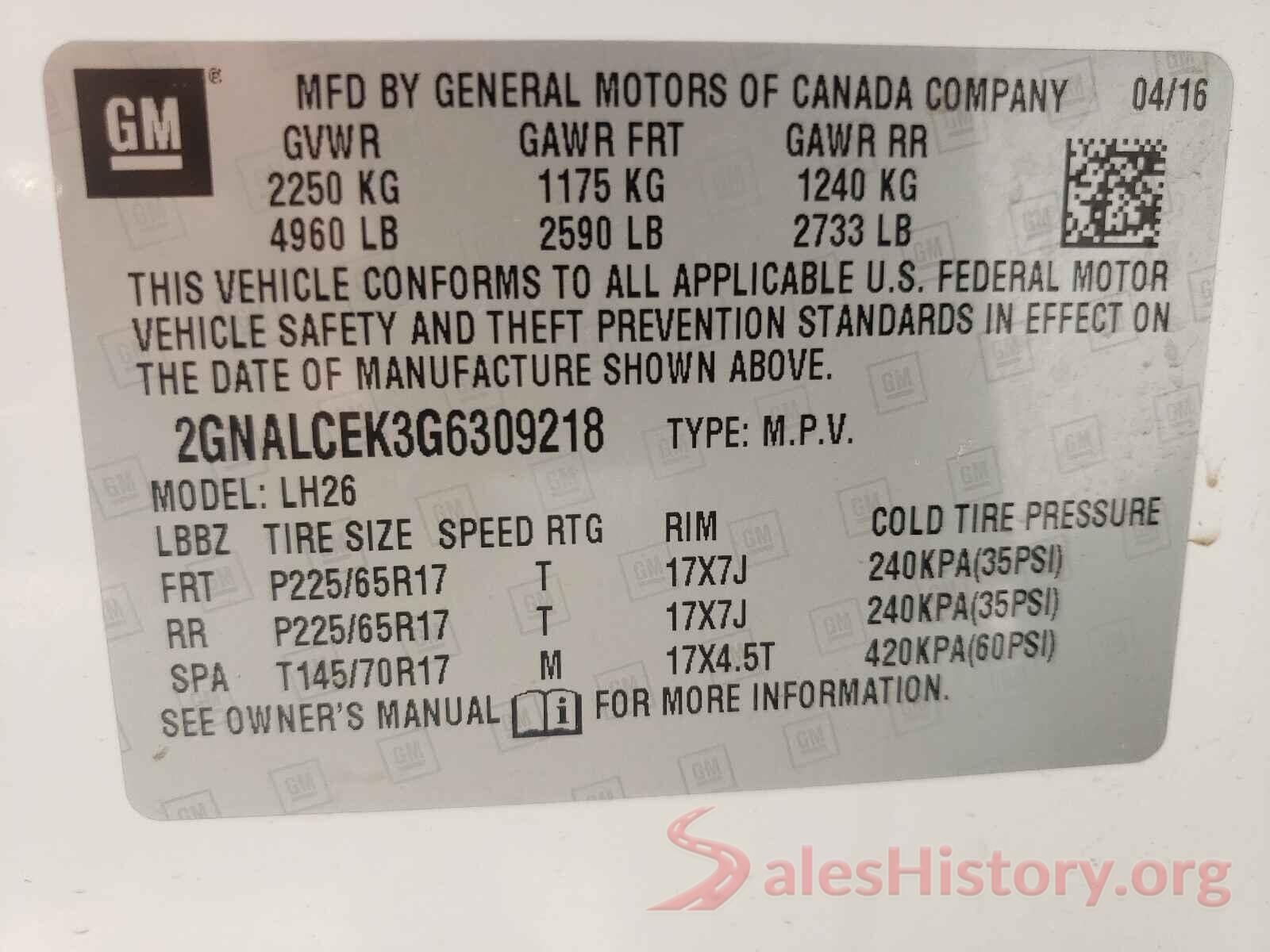 2GNALCEK3G6309218 2016 CHEVROLET EQUINOX