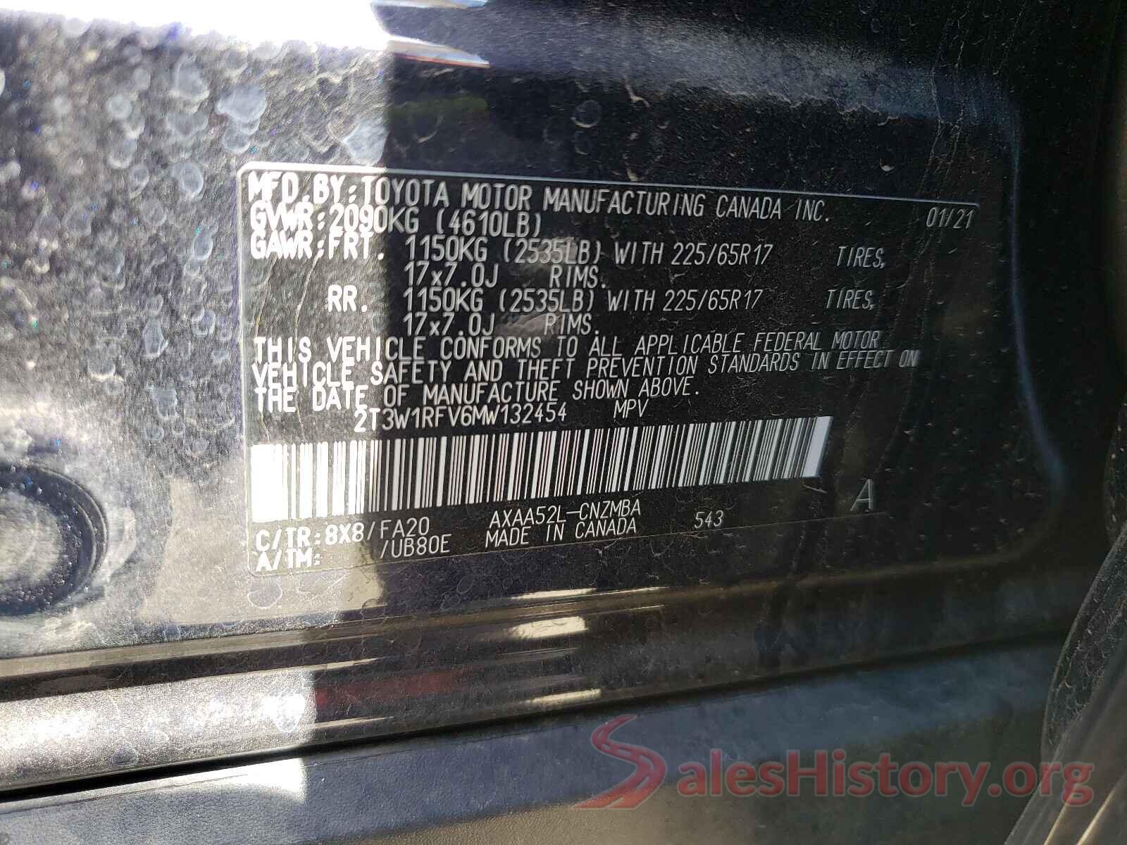 2T3W1RFV6MW132454 2021 TOYOTA RAV4