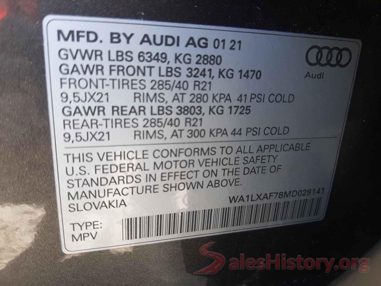 WA1LXAF78MD028141 2021 AUDI Q7