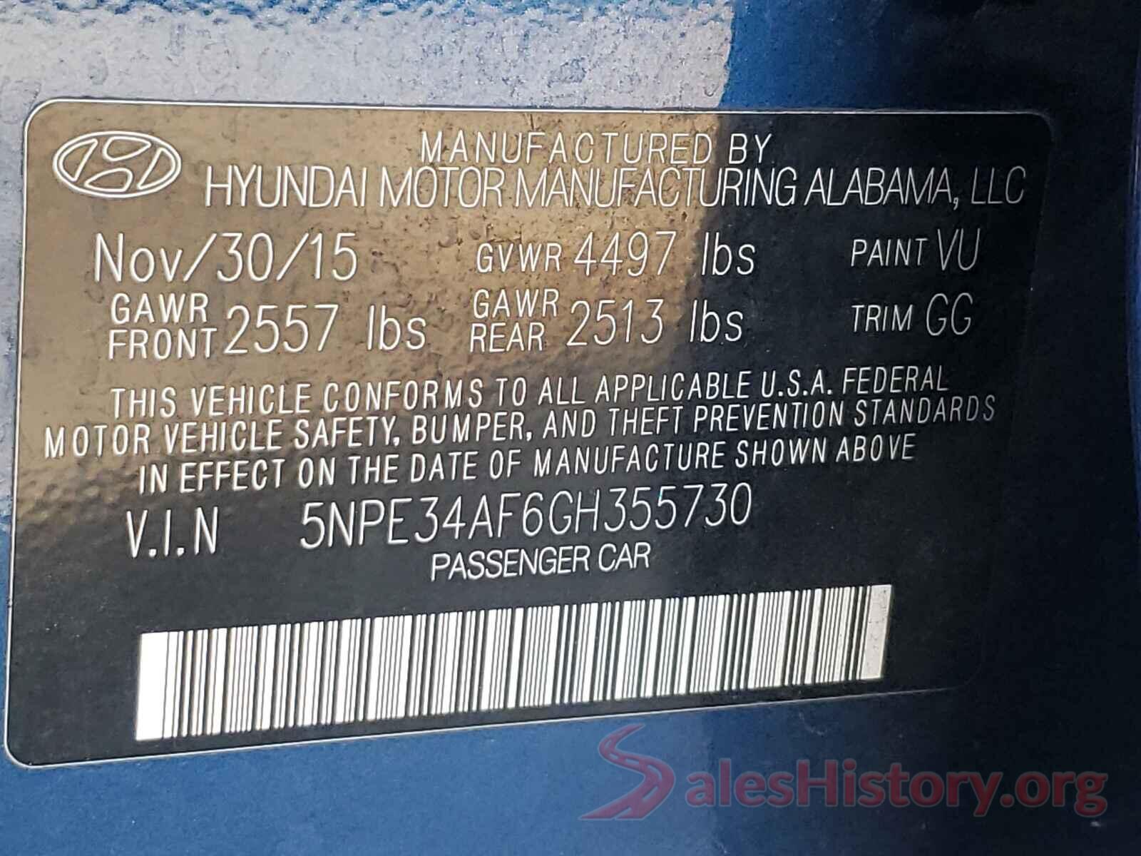 5NPE34AF6GH355730 2016 HYUNDAI SONATA