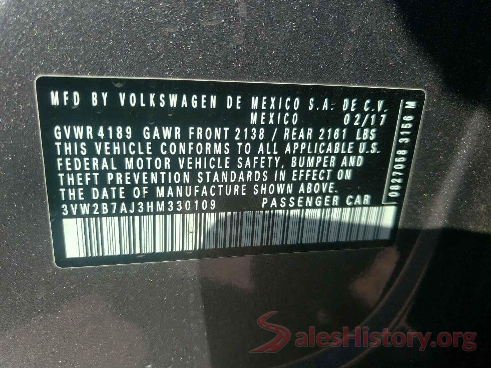 3VW2B7AJ3HM330109 2017 VOLKSWAGEN JETTA