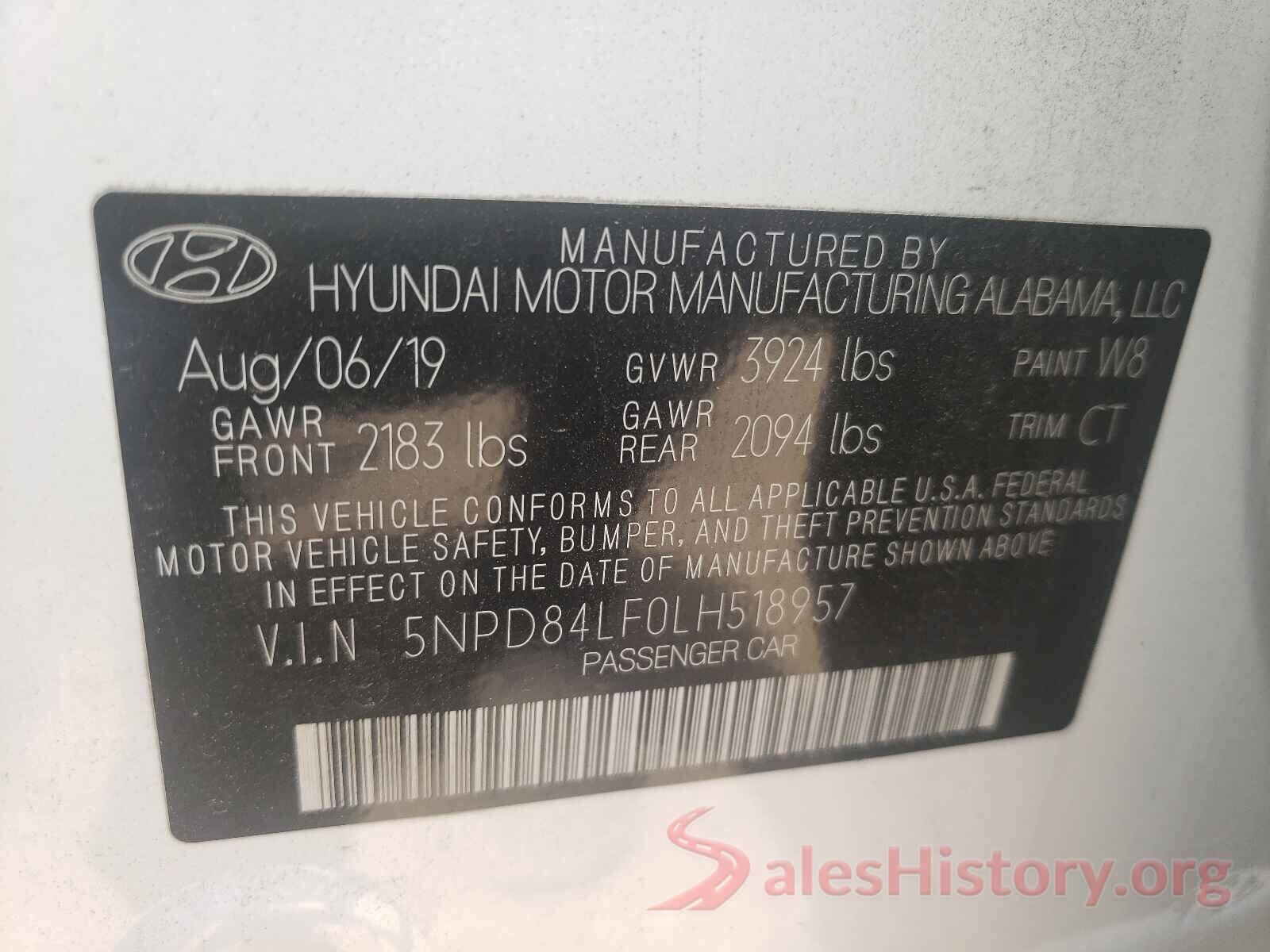 5NPD84LF0LH518957 2020 HYUNDAI ELANTRA