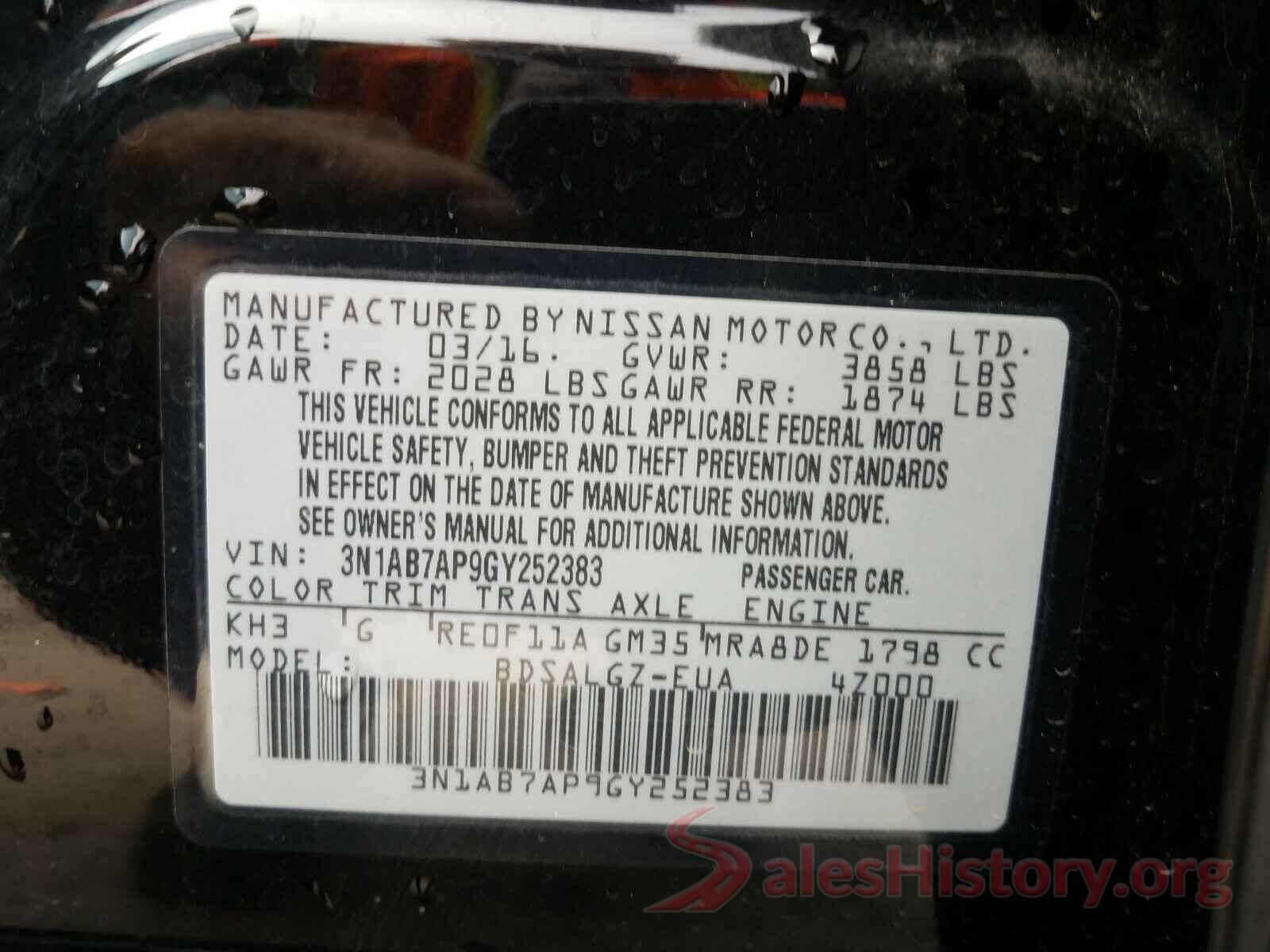 3N1AB7AP9GY252383 2016 NISSAN SENTRA