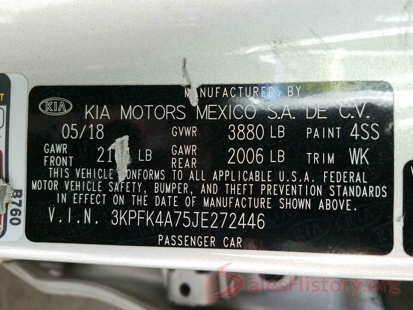 3KPFK4A75JE272446 2018 KIA FORTE