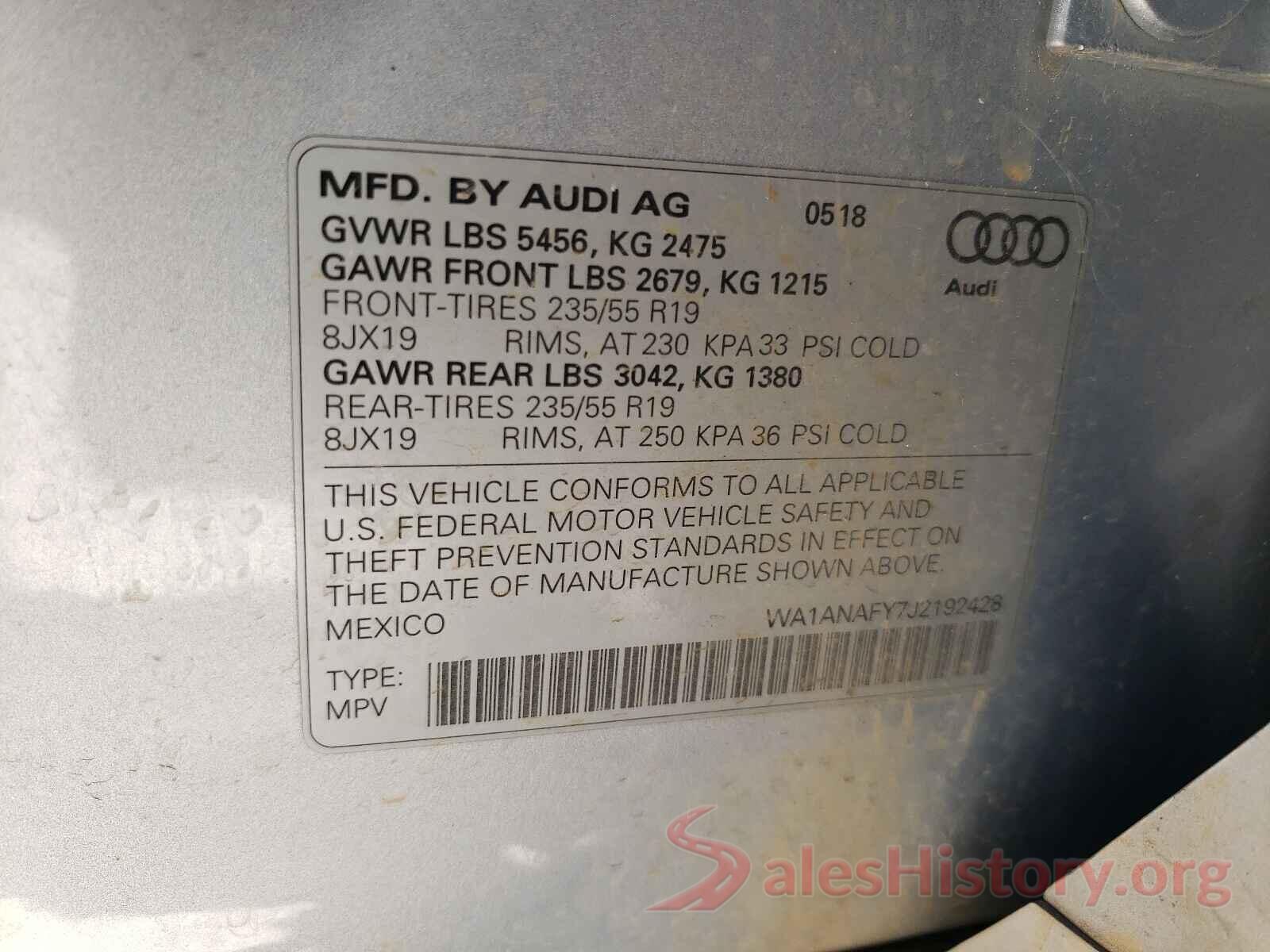 WA1ANAFY7J2192428 2018 AUDI Q5