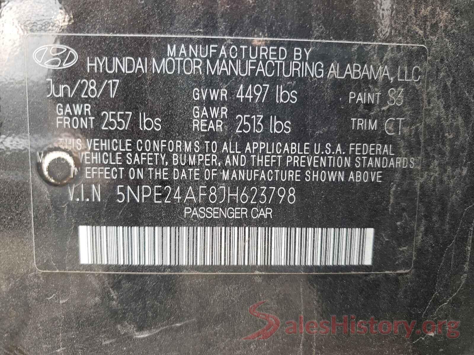 5NPE24AF8JH623798 2018 HYUNDAI SONATA