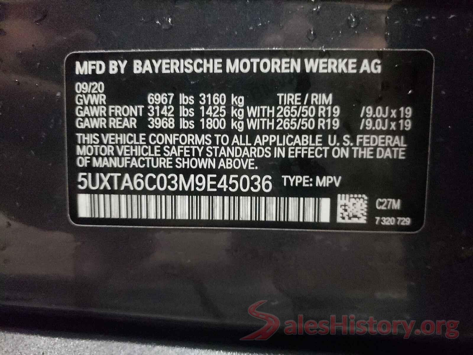 5UXTA6C03M9E45036 2021 BMW X5