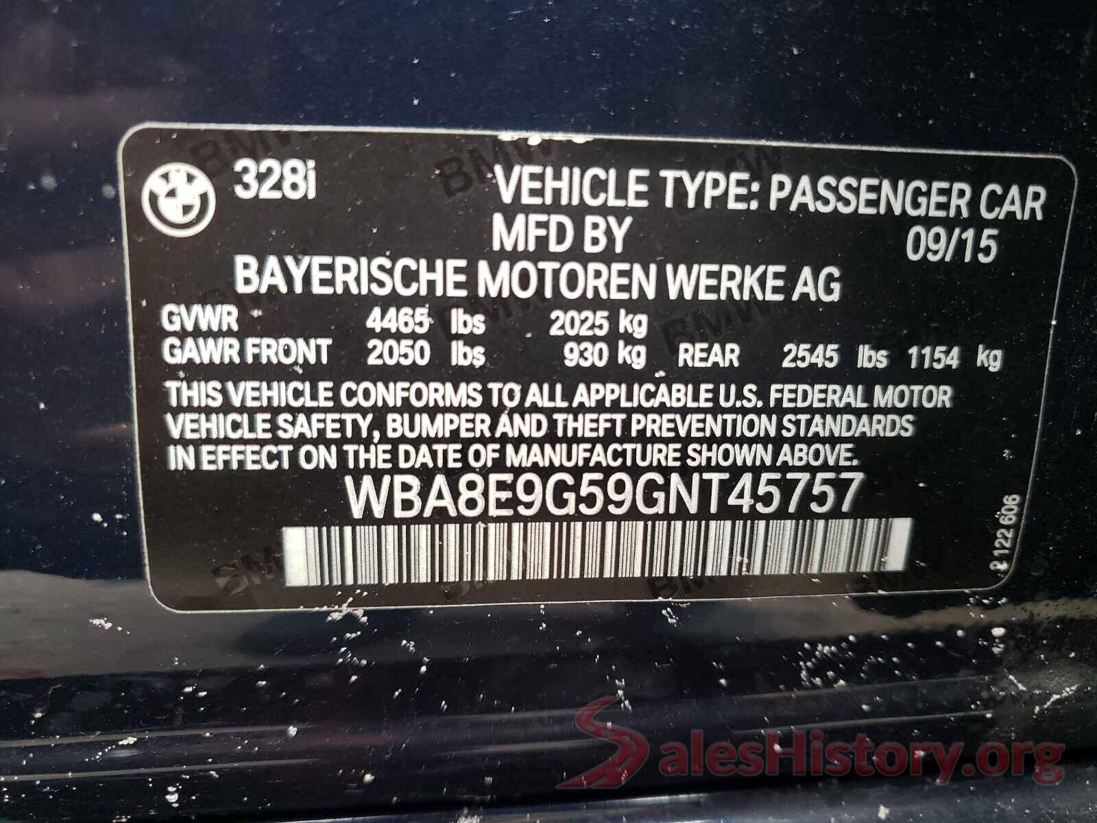 WBA8E9G59GNT45757 2016 BMW 3 SERIES