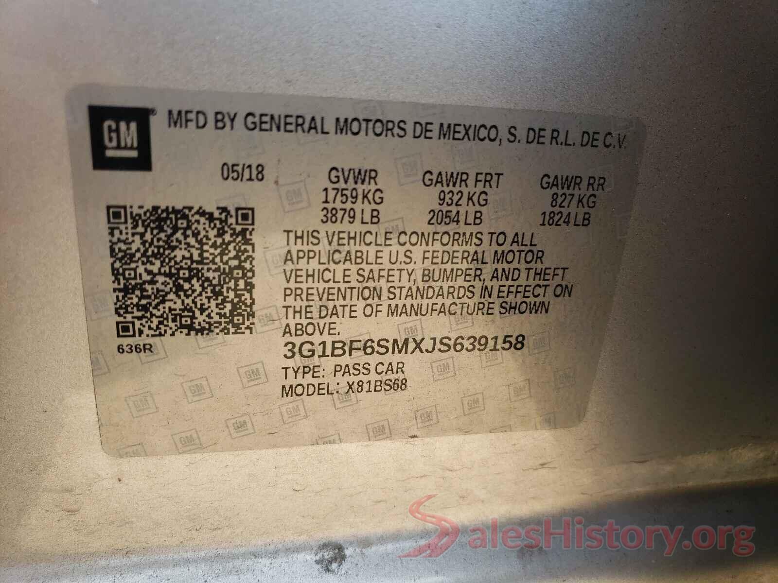 3G1BF6SMXJS639158 2018 CHEVROLET CRUZE