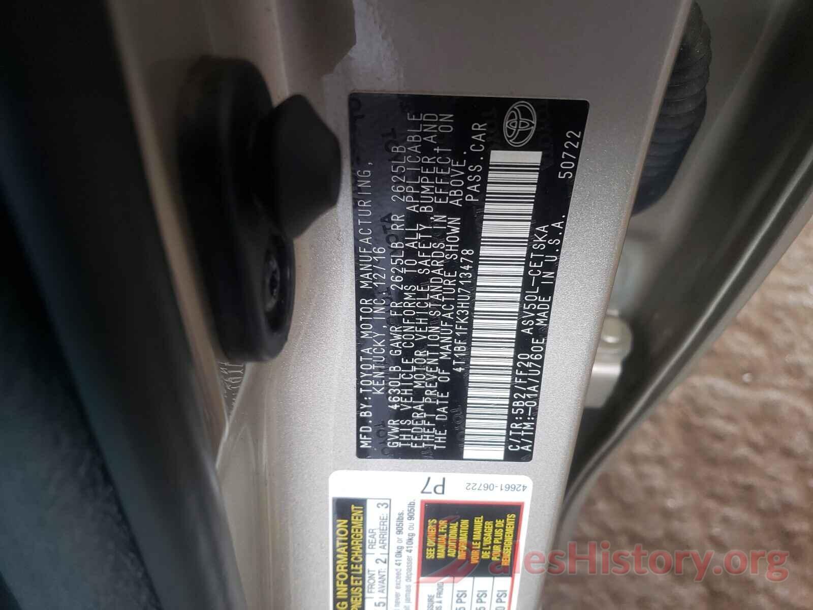 4T1BF1FK3HU713478 2017 TOYOTA CAMRY