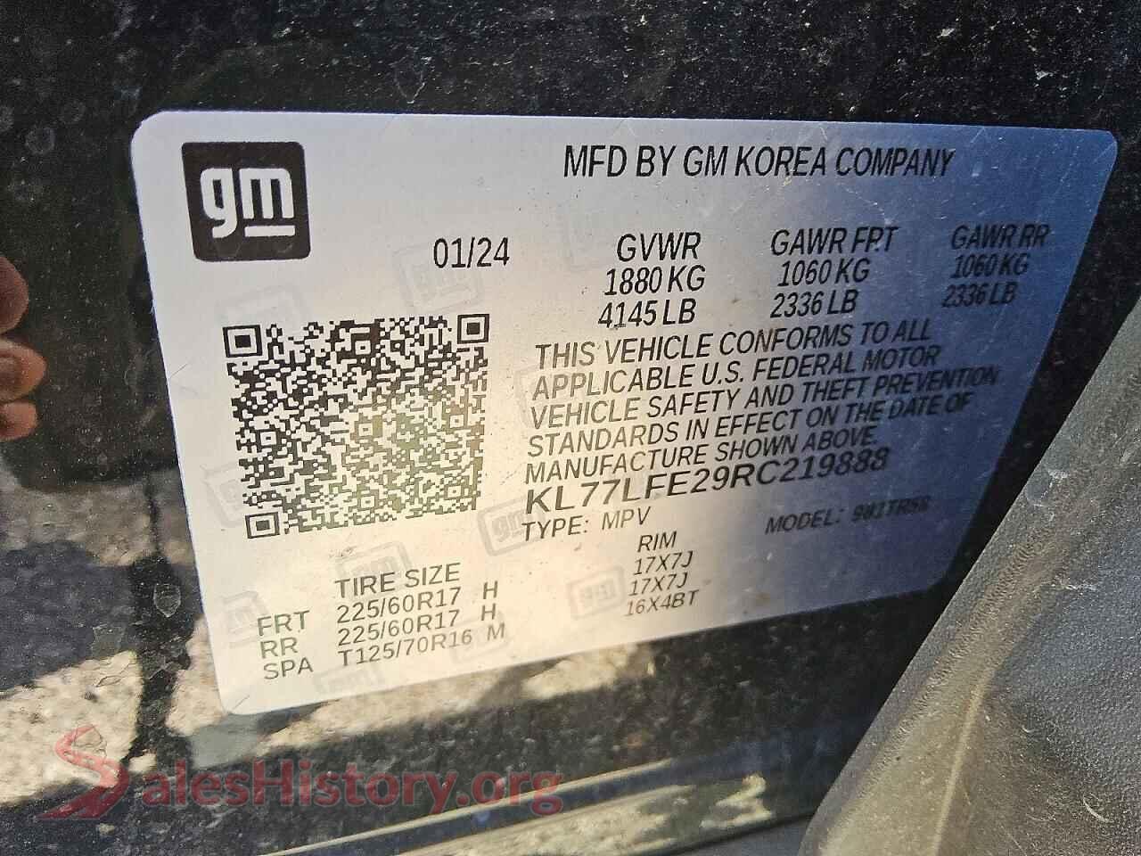 2024 CHEVROLET TRAX VIN KL77LFE29RC219888, damage close-up