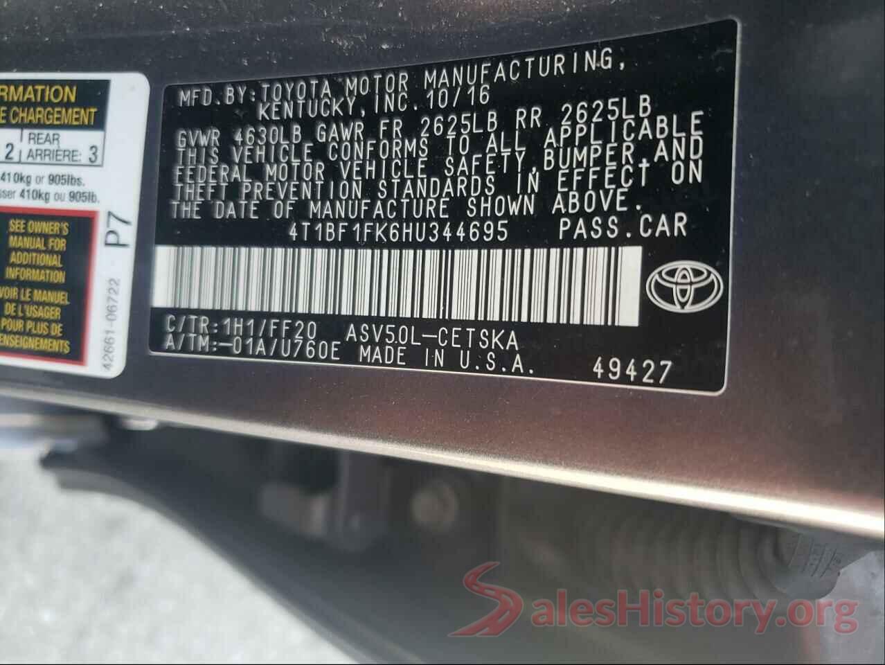 4T1BF1FK6HU344695 2017 TOYOTA CAMRY