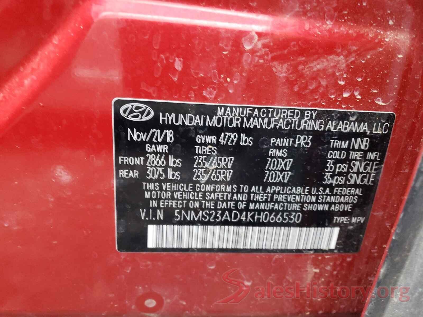 5NMS23AD4KH066530 2019 HYUNDAI SANTA FE