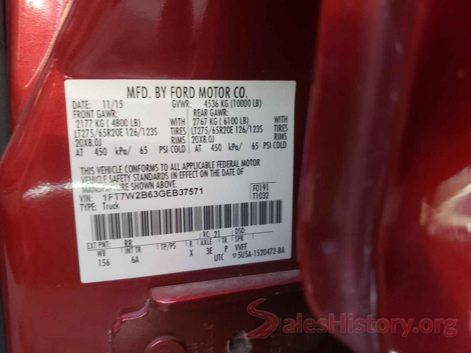 1FT7W2B63GEB37571 2016 FORD F250