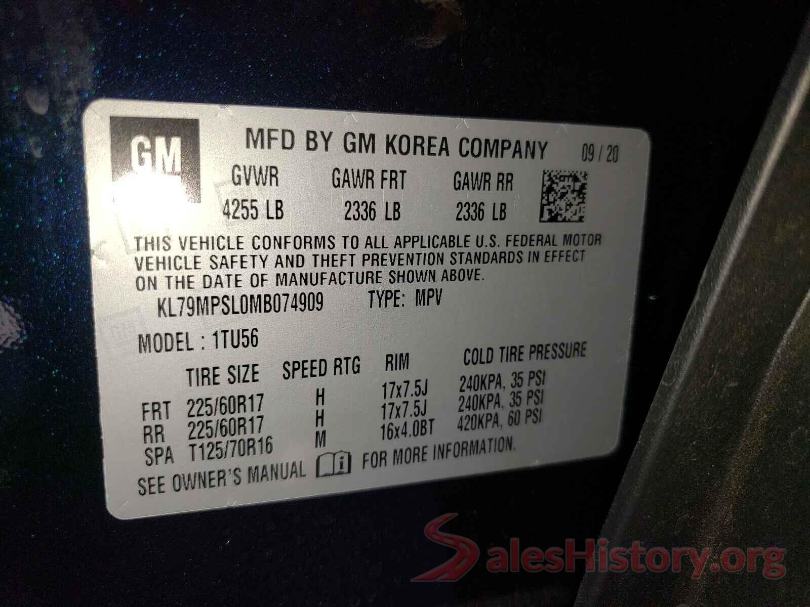 KL79MPSL0MB074909 2021 CHEVROLET TRAILBLAZE