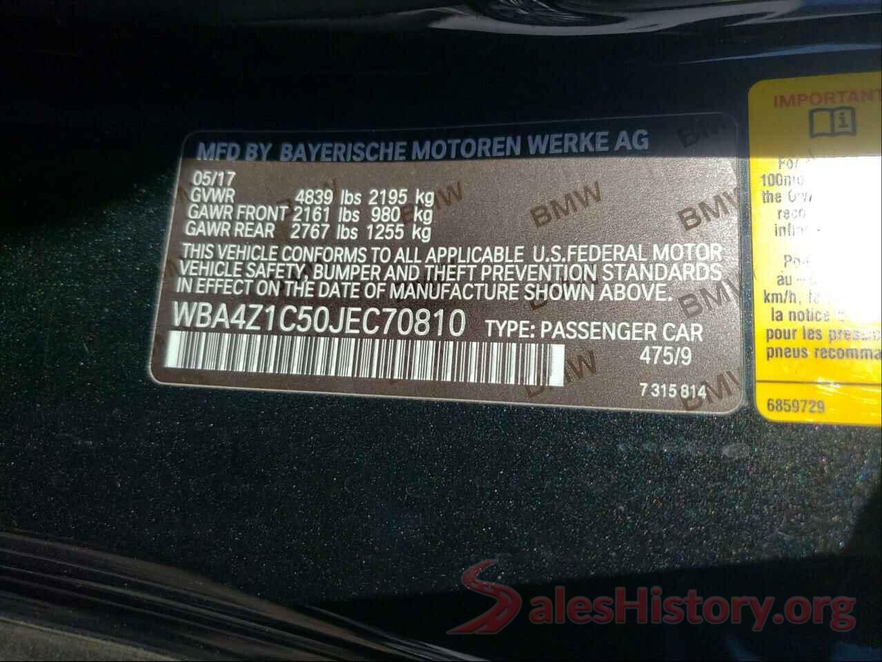 WBA4Z1C50JEC70810 2018 BMW 4 SERIES