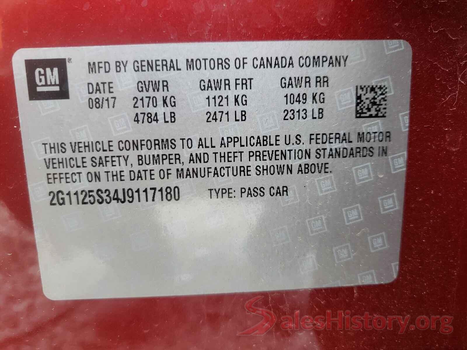 2G1125S34J9117180 2018 CHEVROLET IMPALA