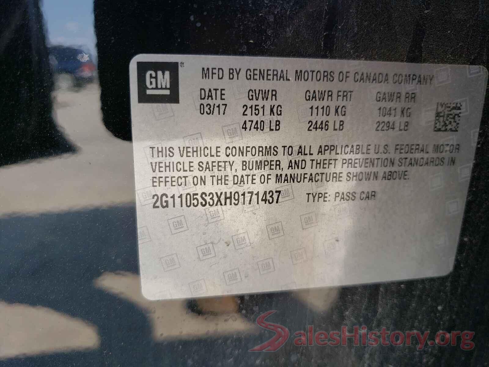 2G1105S3XH9171437 2017 CHEVROLET IMPALA