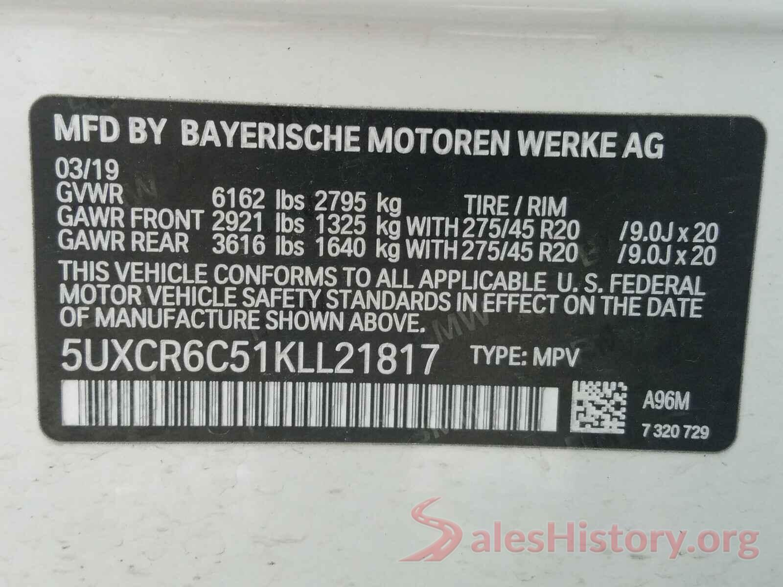 5UXCR6C51KLL21817 2019 BMW X5