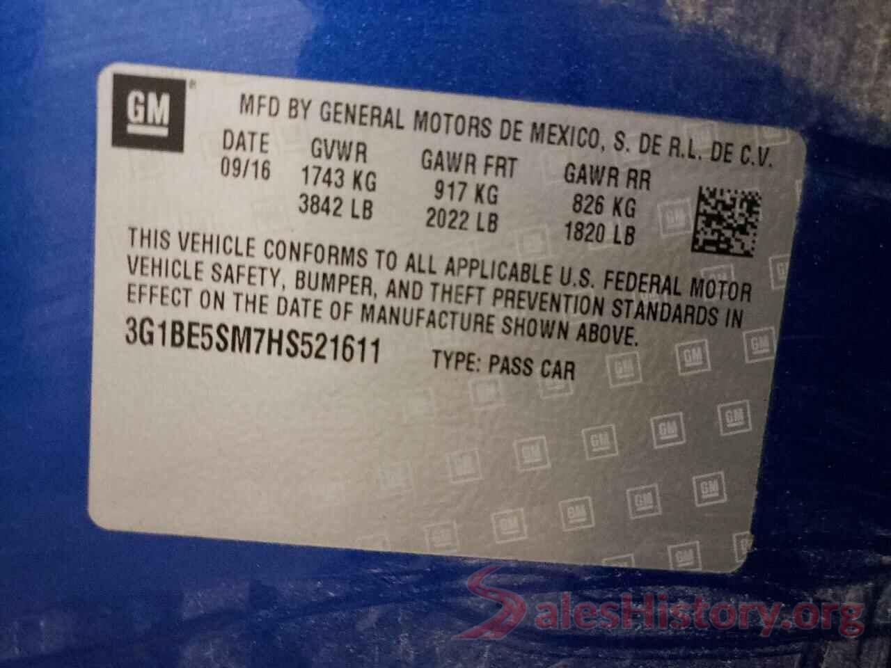 3G1BE5SM7HS521611 2017 CHEVROLET CRUZE