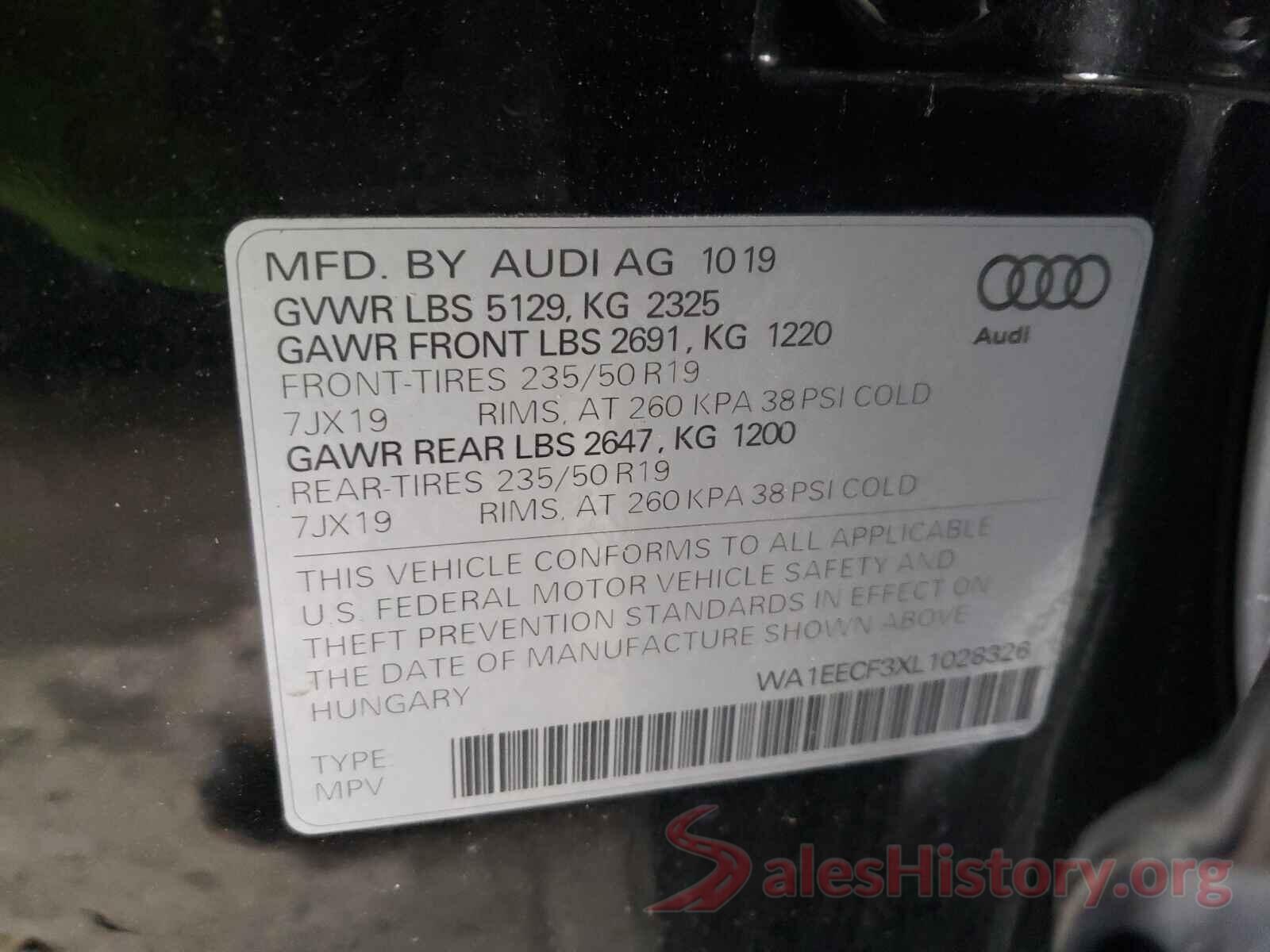 WA1EECF3XL1028326 2020 AUDI Q3