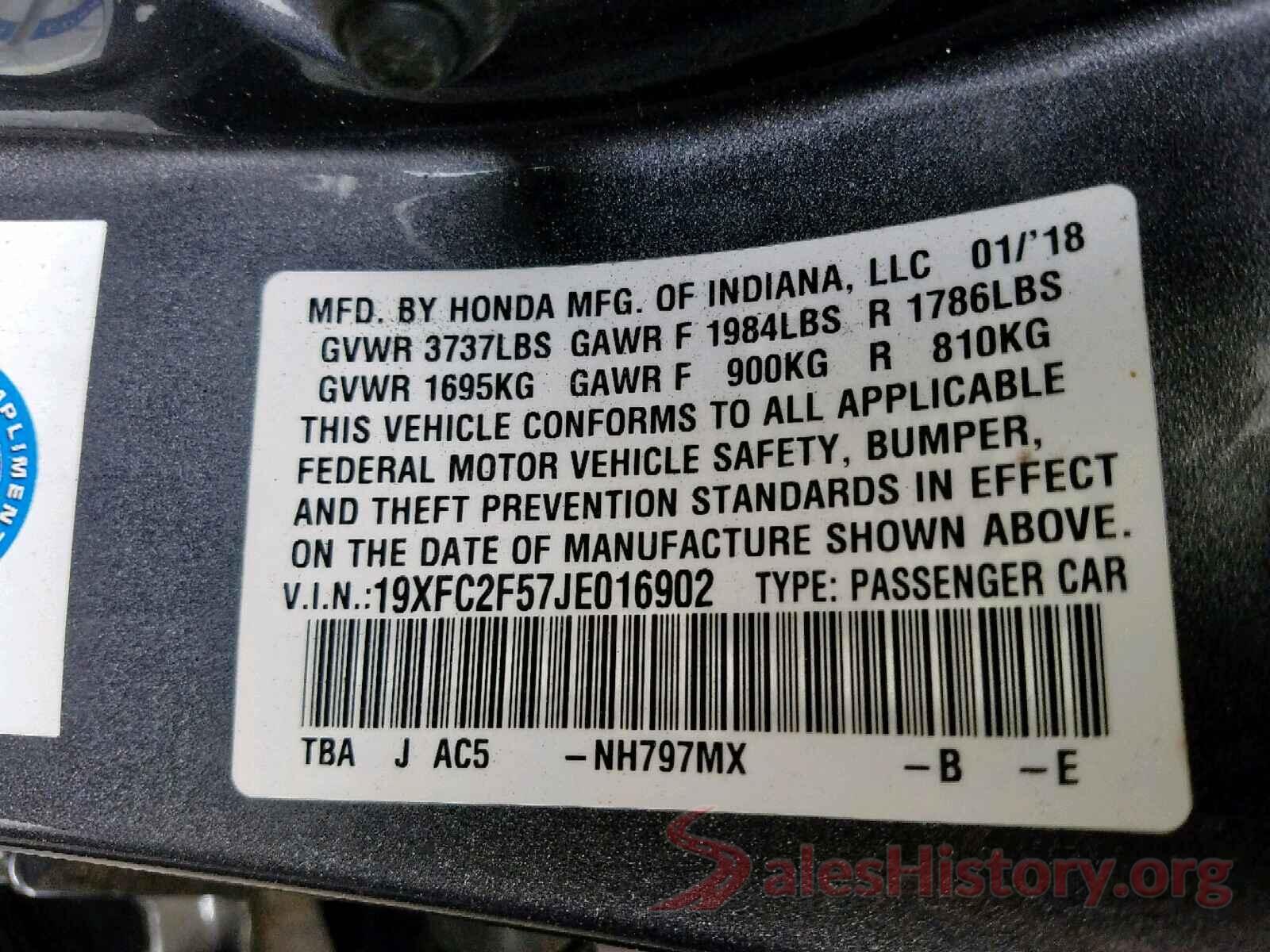 19XFC2F57JE016902 2018 HONDA CIVIC LX