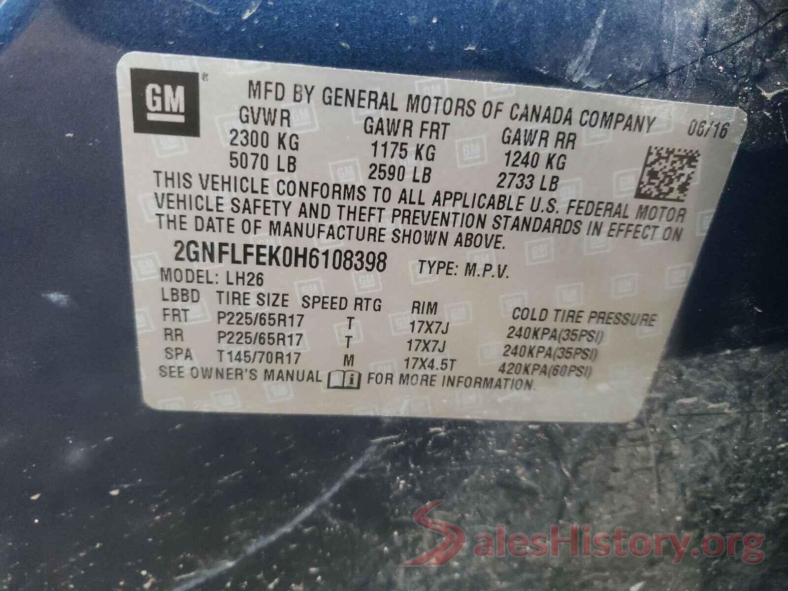 2GNFLFEK0H6108398 2017 CHEVROLET EQUINOX