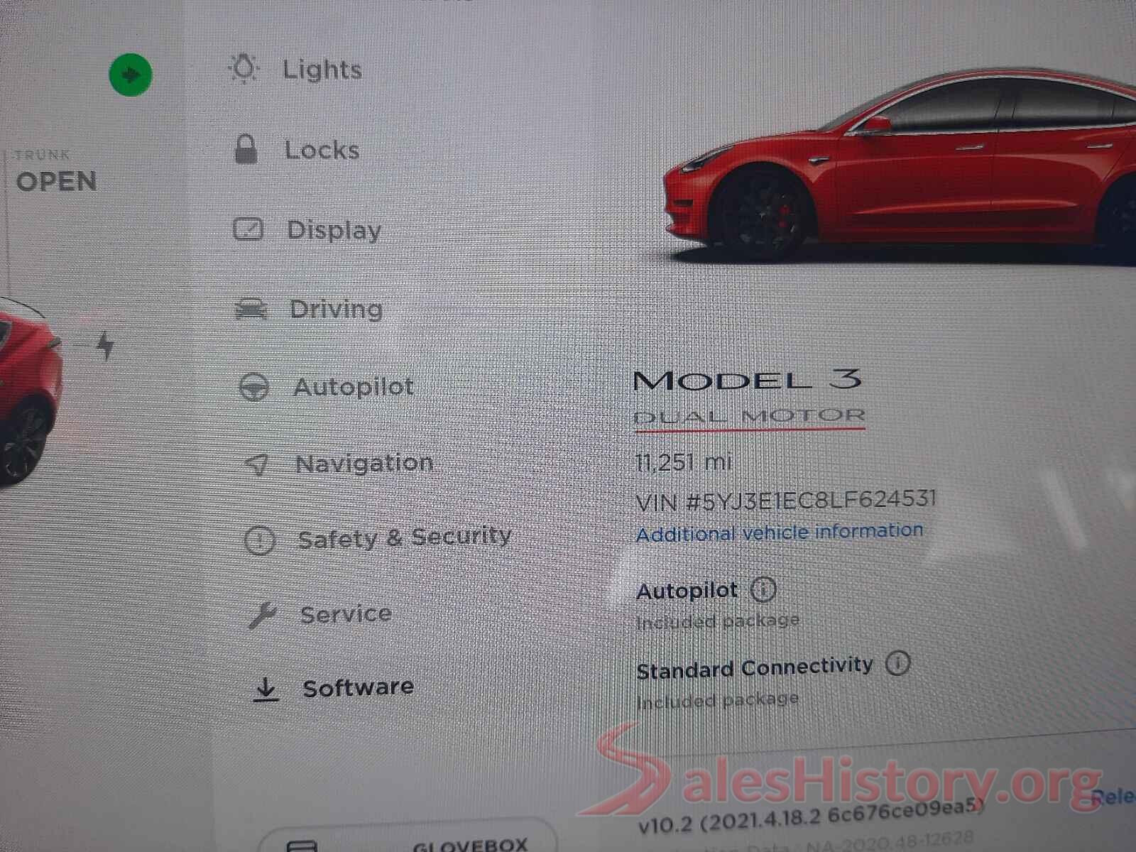 5YJ3E1EC8LF624531 2020 TESLA MODEL 3