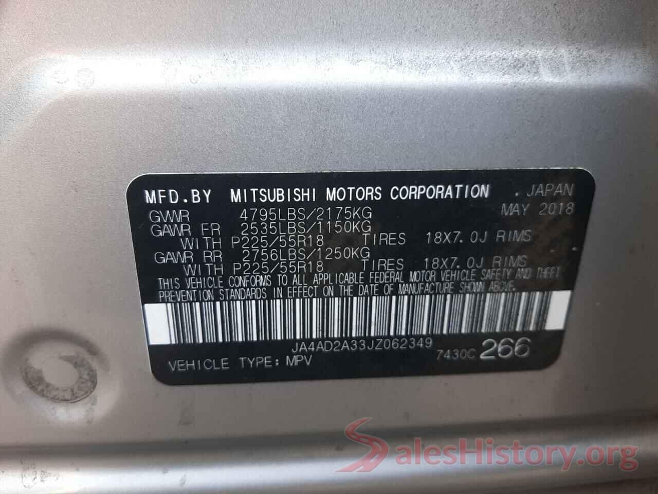 JA4AD2A33JZ062349 2018 MITSUBISHI OUTLANDER