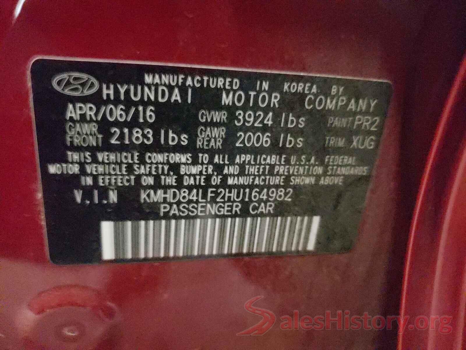 KMHD84LF2HU164982 2017 HYUNDAI ELANTRA