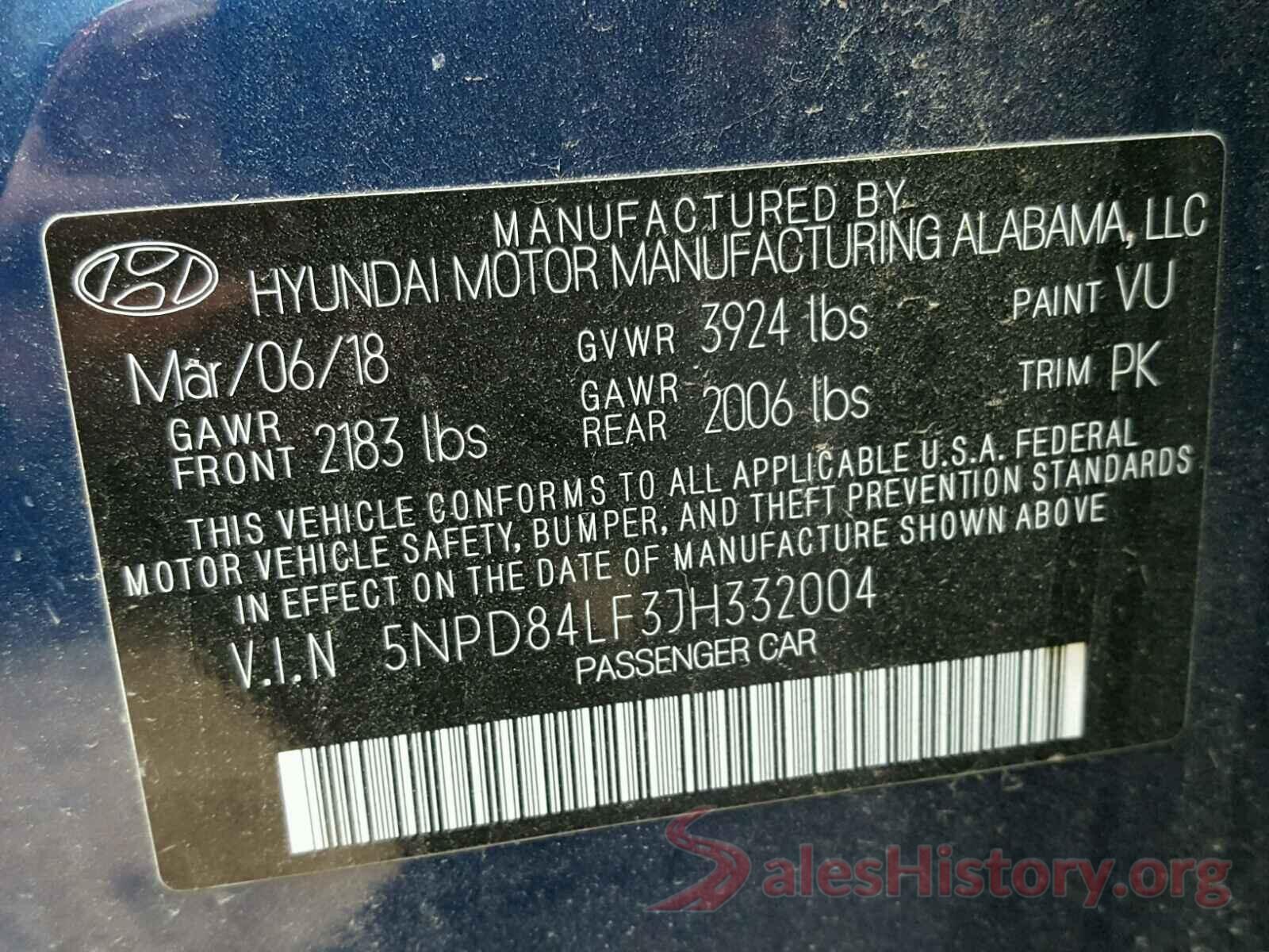 5NPD84LF3JH332004 2018 HYUNDAI ELANTRA