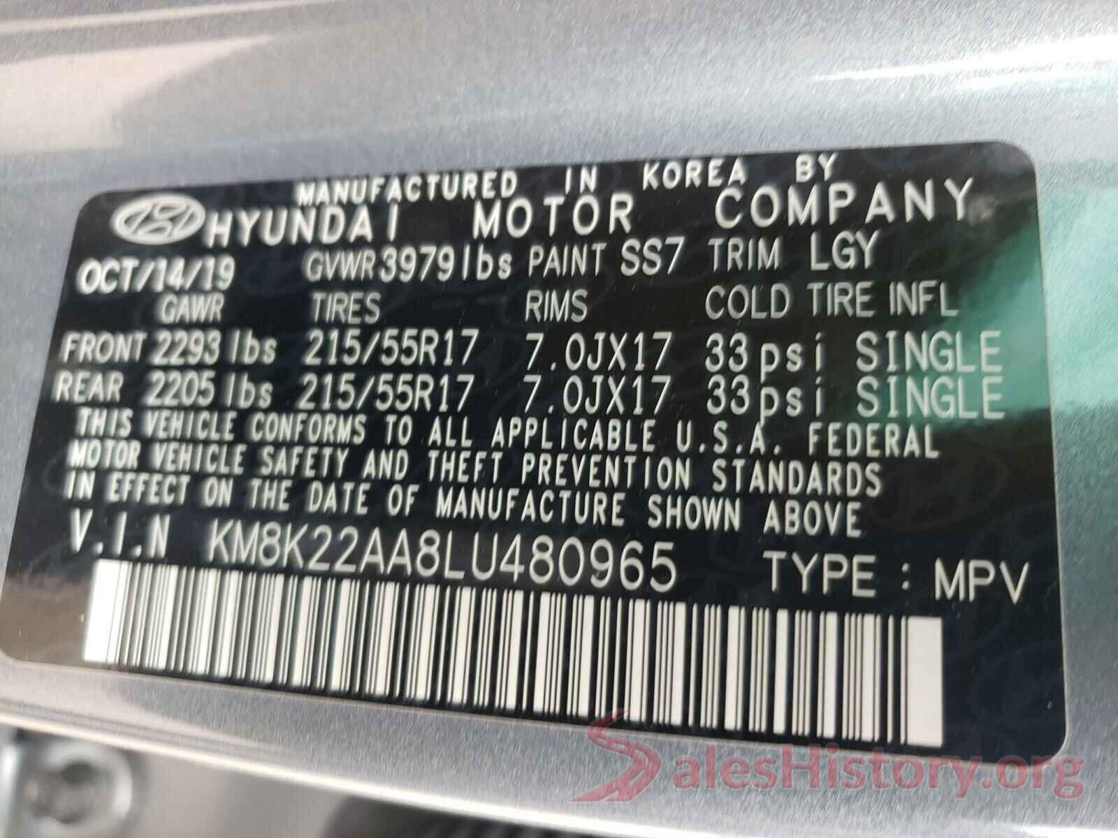 KM8K22AA8LU480965 2020 HYUNDAI KONA