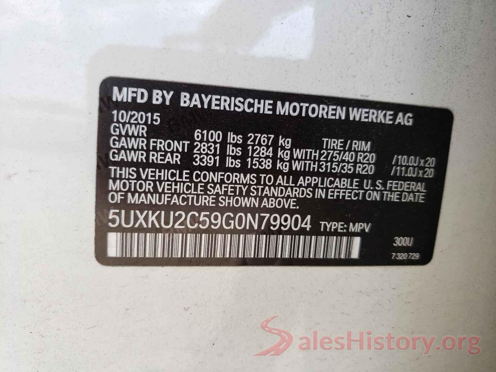 5UXKU2C59G0N79904 2016 BMW X6