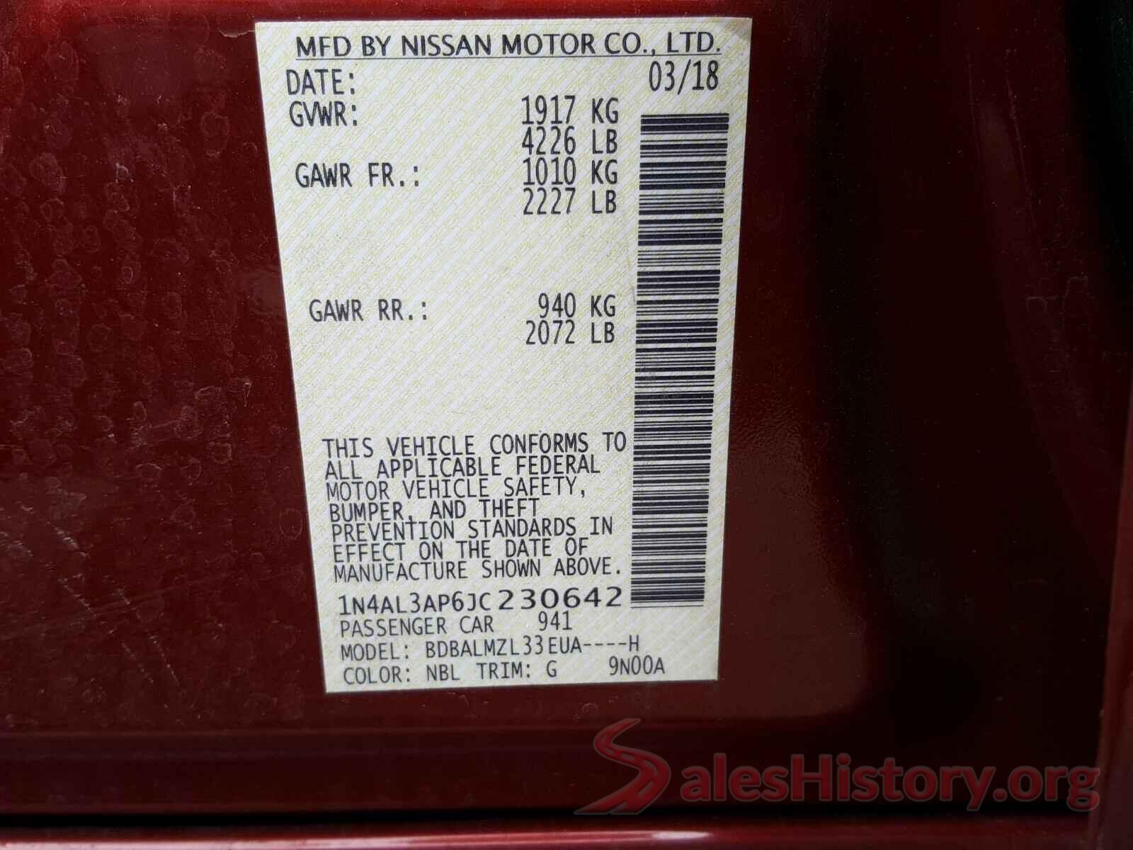 1N4AL3AP6JC230642 2018 NISSAN ALTIMA