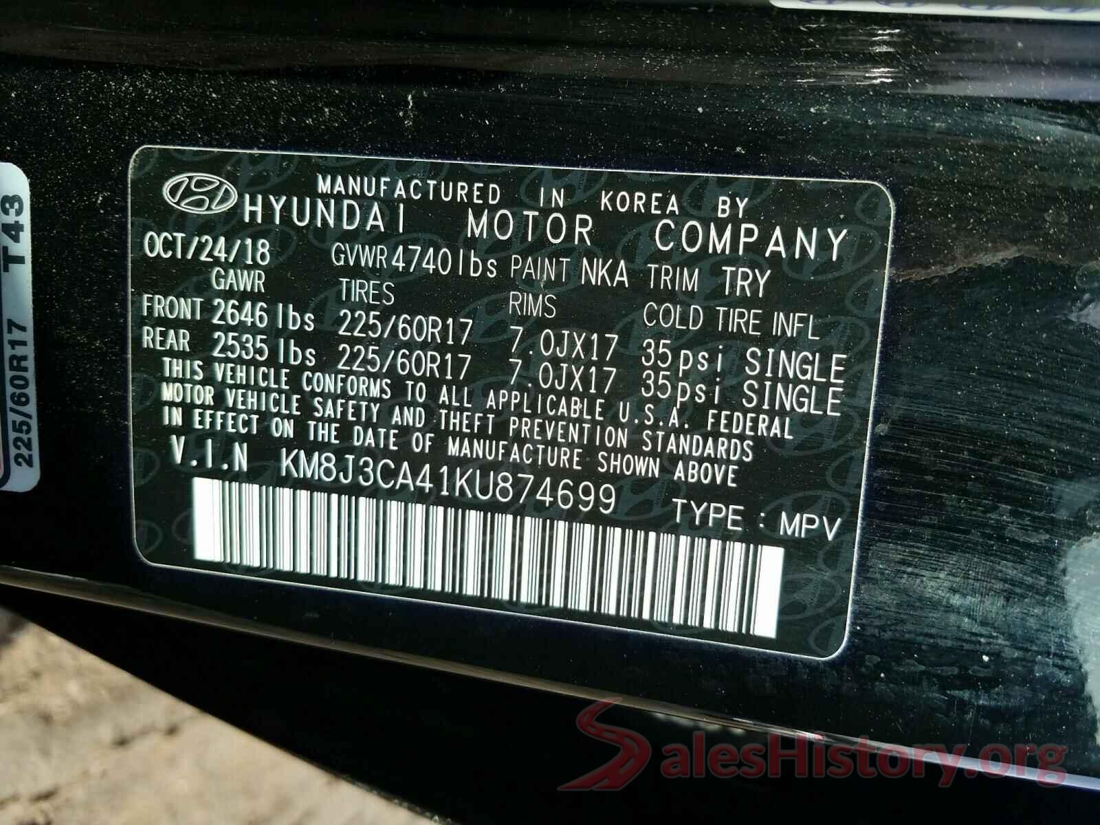 KM8J3CA41KU874699 2019 HYUNDAI TUCSON