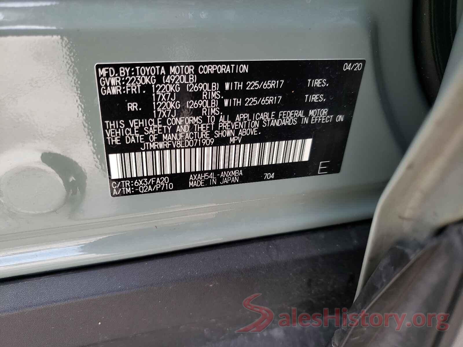 JTMRWRFV8LD071909 2020 TOYOTA RAV4