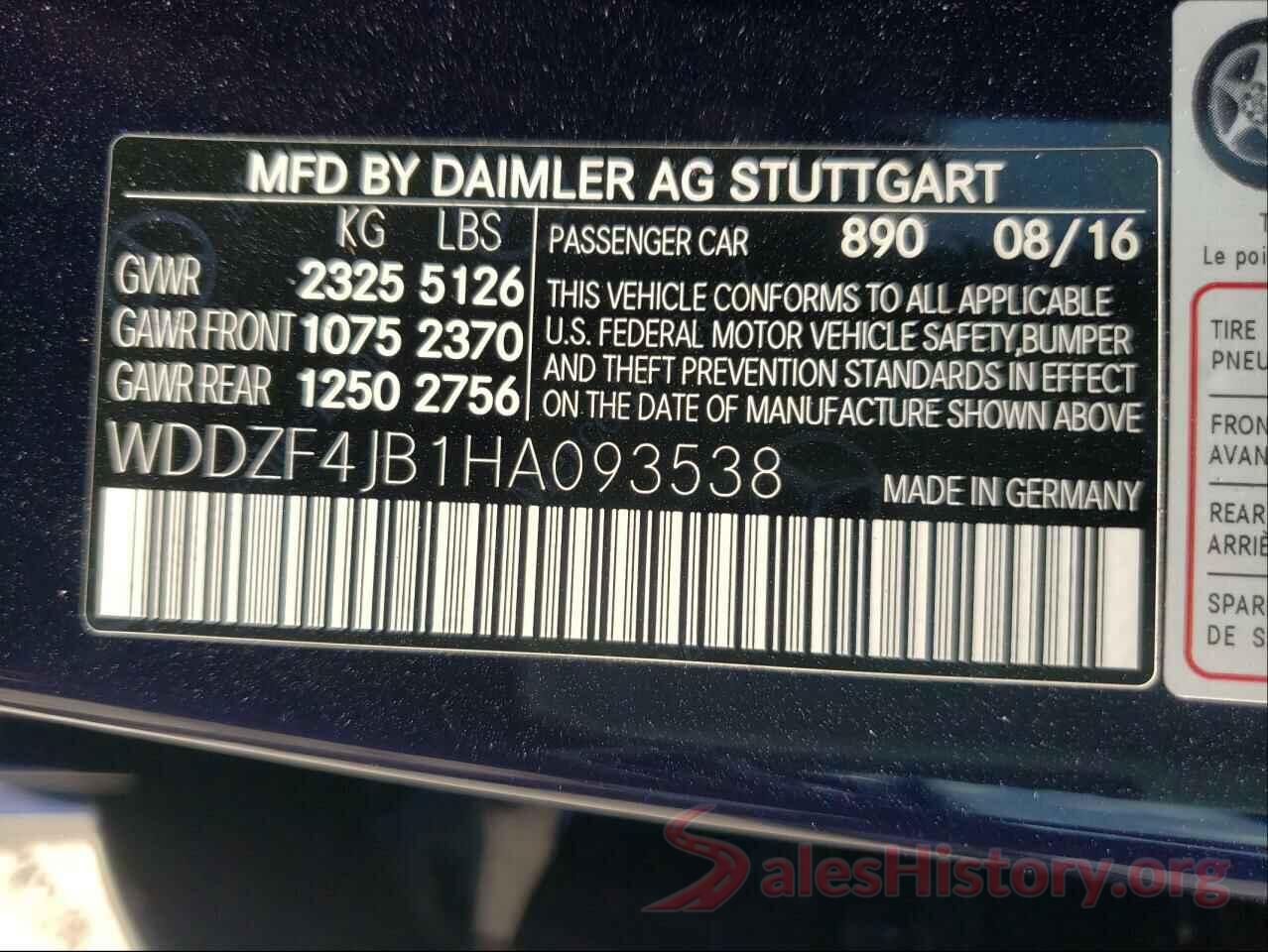 WDDZF4JB1HA093538 2017 MERCEDES-BENZ E-CLASS