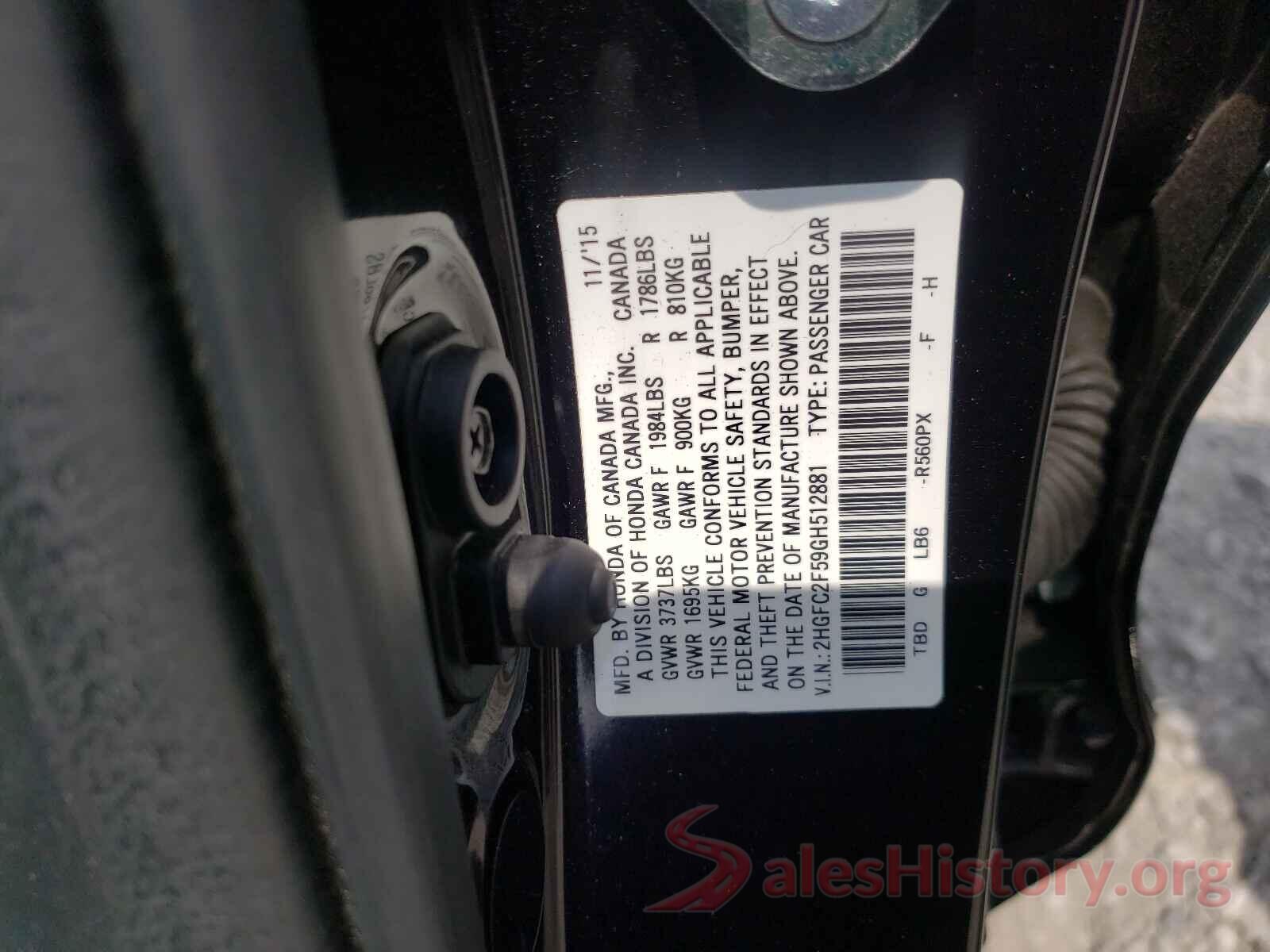 2HGFC2F59GH512881 2016 HONDA CIVIC