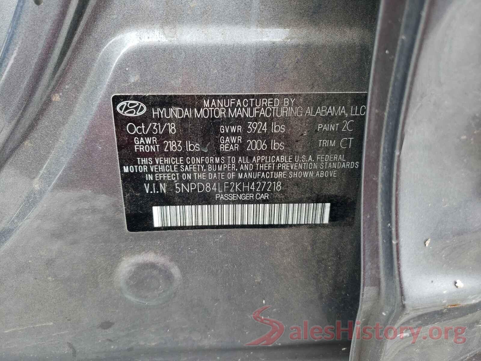 5NPD84LF2KH427218 2019 HYUNDAI ELANTRA