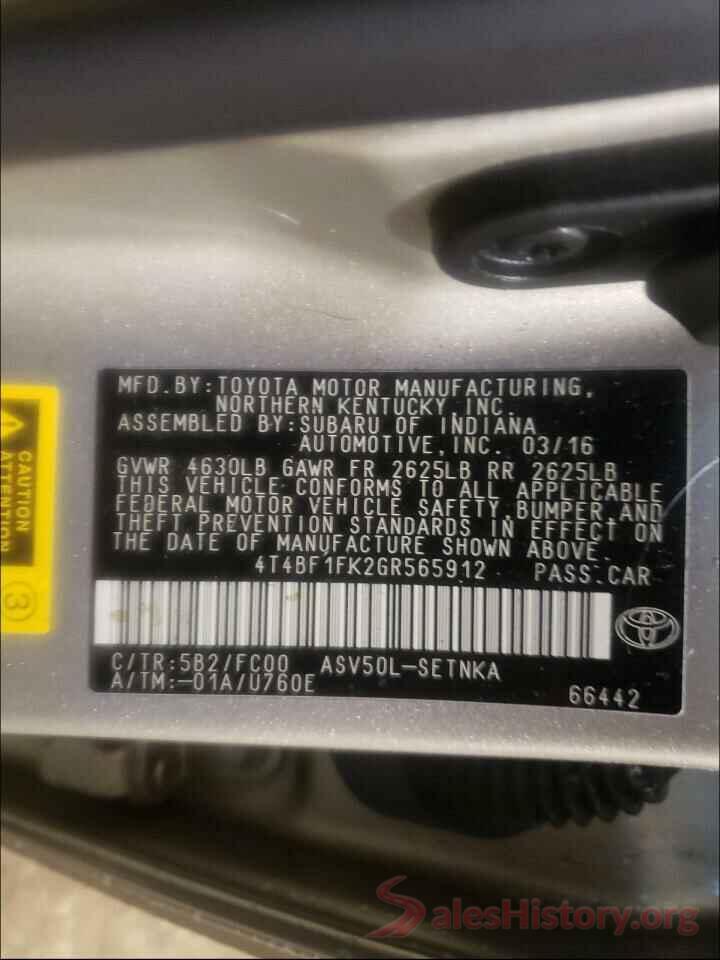 4T4BF1FK2GR565912 2016 TOYOTA CAMRY