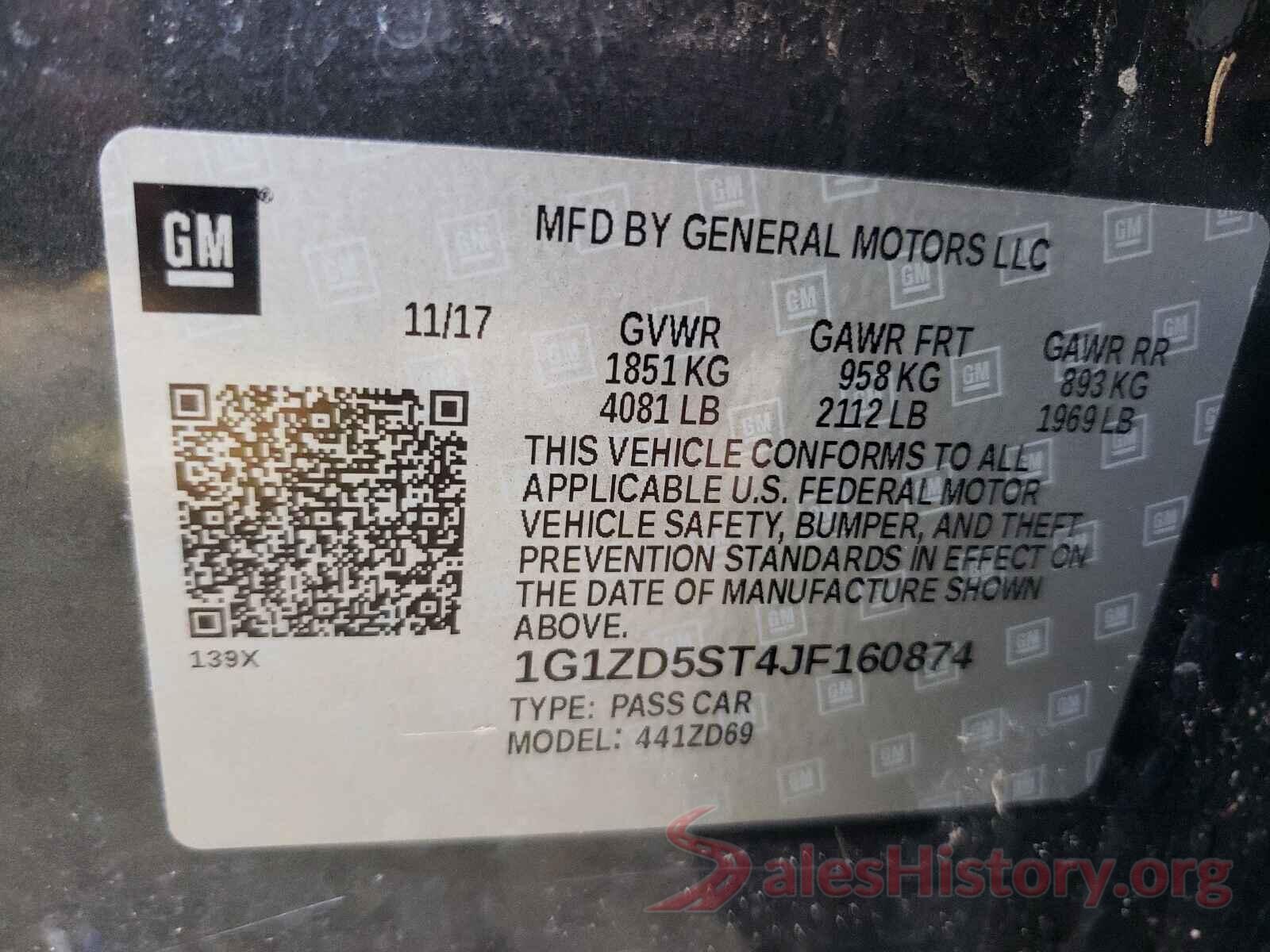 1G1ZD5ST4JF160874 2018 CHEVROLET MALIBU