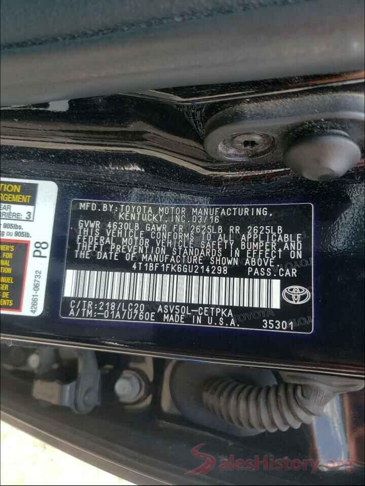 4T1BF1FK6GU214298 2016 TOYOTA CAMRY