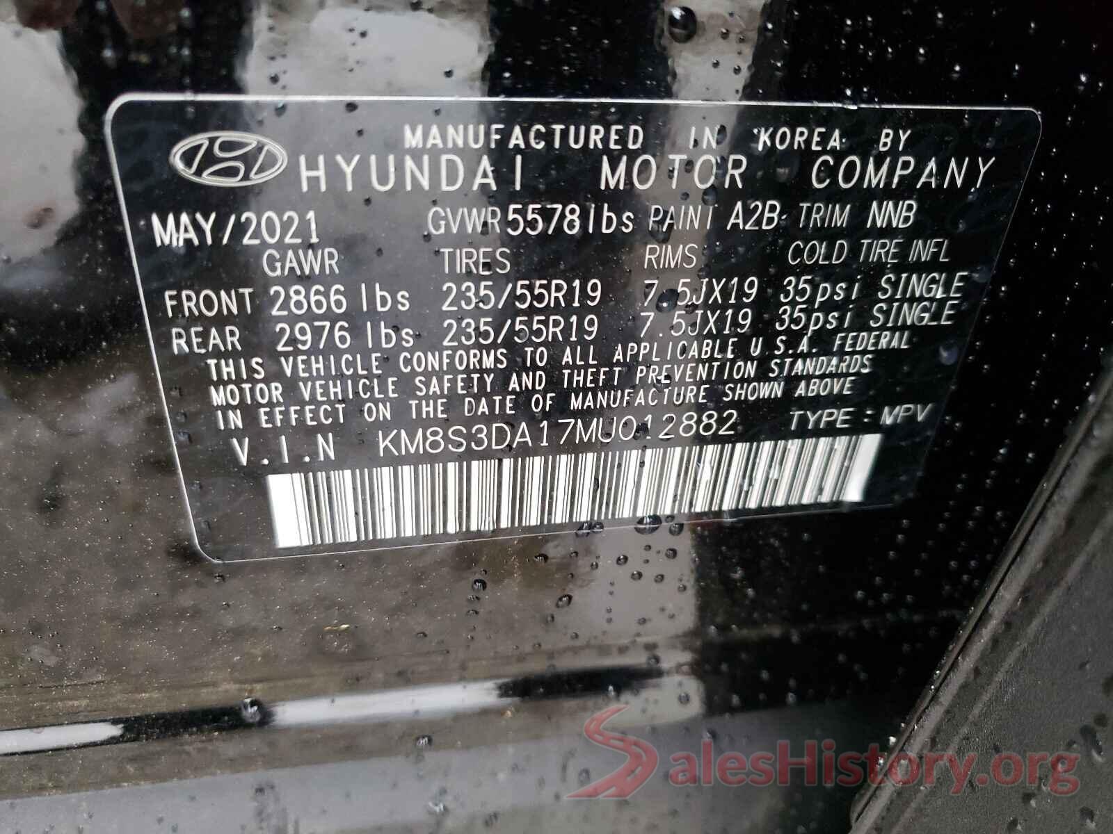 KM8S3DA17MU012882 2021 HYUNDAI SANTA FE