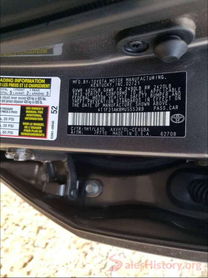 4T1F31AK8MU555389 2021 TOYOTA CAMRY