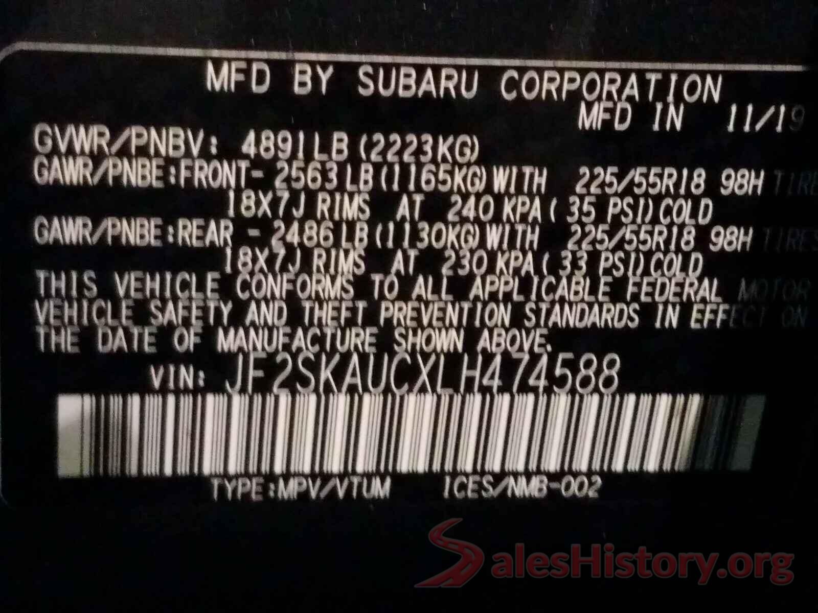 JF2SKAUCXLH474588 2020 SUBARU FORESTER