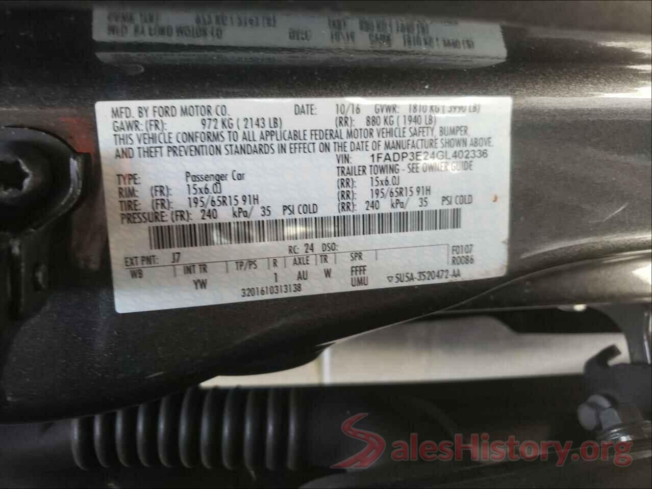 1FADP3E24GL402336 2016 FORD FOCUS